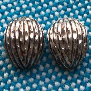 Diamond cut sterling silver post earrings